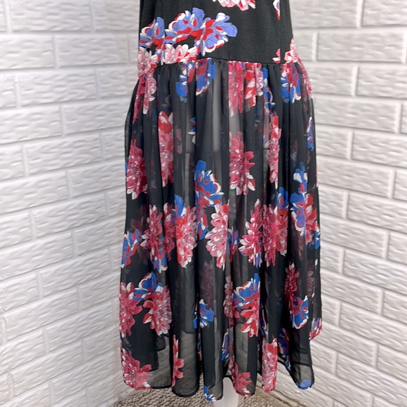 FREE PEOPLE Tube Flare Skirt or Dress Floral Elastic Sheer Size Medium - Picture 5 of 13